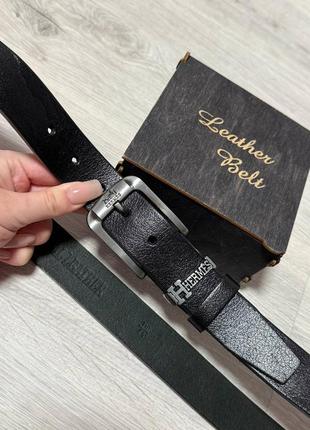 Чоловічий ремінь 3,5см шкіра турція пояс з натуральної шкіри туреччина + коробка, ремінь чорний шкіряний пояс в стилі hermes гермес хермес