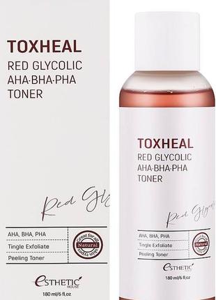 Пілінг-тонер з гліколевою кислотою esthetic house toxheal red glycolic aha-bha-pha toner