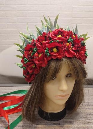 Вінок в українському стилі ручної роботи, український кокошник3 фото