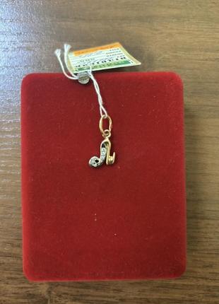 Золотая подвеска буква л 585 пробы.