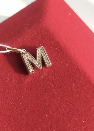 Золотий підвіс літера м 585 проби.