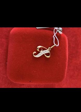 Золота підвіска літера р 585 проби.