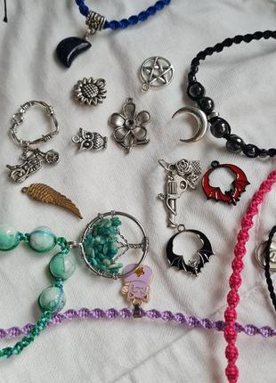 Чокер с луникой, эхо и гематитом. есть другие кулоны, подвышки, украшение на шею купить, оберегает, женственность6 фото