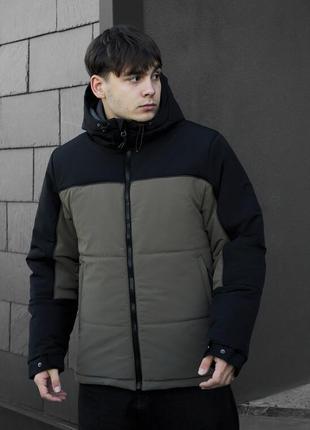 Зимняя мужская куртка staff im black & dark khaki reflective