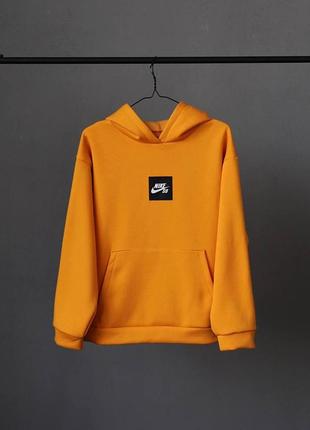 Мужское зимнее оверсайз худи nike sb оранжевое на флисе толстовка найк с капюшоном утепленная (b)
