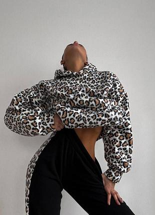 Флісовий костюм леопард оверсайз