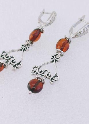 Серьги minov 3110 с натуральным янтарем