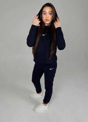 Женский спортивный костюм nike худи + штаны темно-синий комплект найк весенний осенний (b)