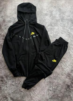 Мужской спортивный костюм nike черный весенний осенний найк с капюшоном (b)