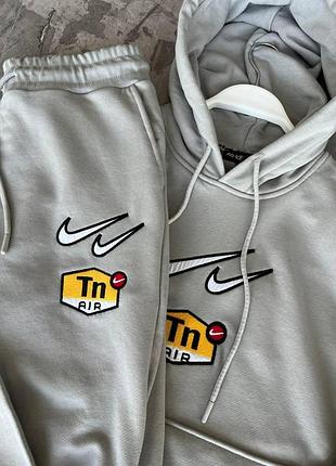 Мужской спортивный костюм nike tn серый весенний осенний комплект найк худи + штаны демисезонный (b)