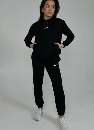 Женский спортивный костюм nike худи + штаны черный комплект найк весенний осенний (b)