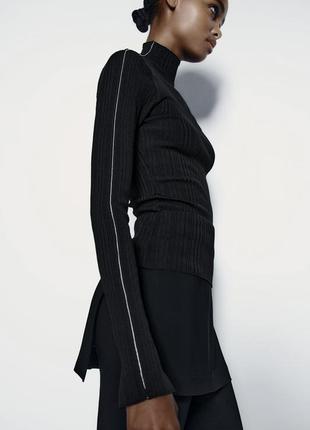Кофтинка zara в рубчик кофта лонгслів светр свитер5 фото