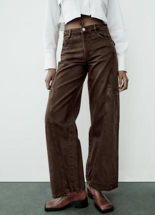 Джинси zara cargo карго брюки палаццо 4