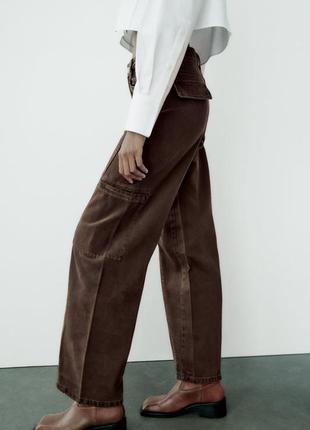 Джинси zara cargo карго брюки палаццо 5