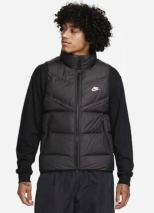 Чоловіча жилетка nike storm-fit чорна без капюшона з плащової тканини безрукавка найк (b)