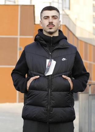 Мужская жилетка nike storm-fit черная без капюшона из плащевки безрукавка найк (b)