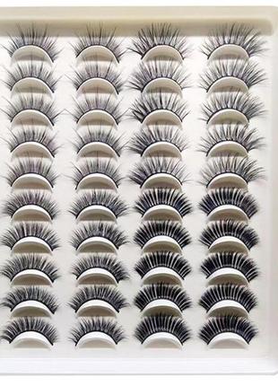 Накладні вії з ефектом 3d-нарощування 20 пар eyelashes mixed-6 + клей у подарунок