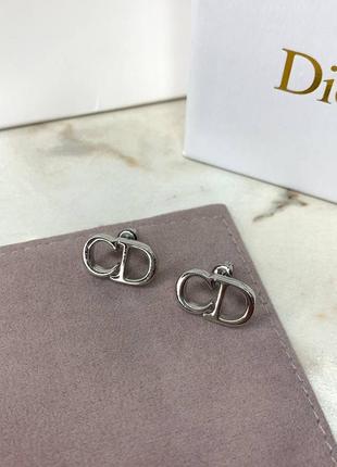 Диор серьги-гвоздики буквы посереберние / серьги в стиле минимализм