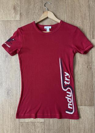 Diesel industry ride hard vtg женская футболка винтаж оригинал дизель красная в рубчик с графикой принтом y2k sk8 тишка
