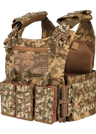 Плитоноска розвантажувальний жилет cordura 1000d зі 4 точками швидкоскидання та 3 підсумки піксель