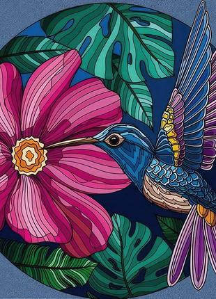 Набір для розпису-антистрес колібрі у квітах розміром 30х30 см  (jcee36806)