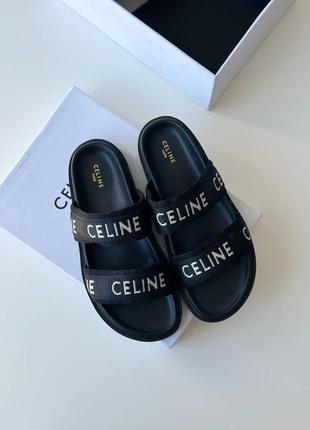 Чёрные шлёпанцы селин celine