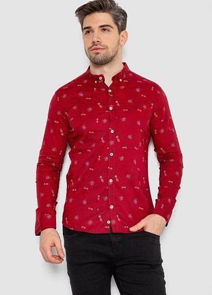 Рубашка мужская с принтом, цвет бордовый, 247r456