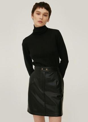 Zara хлопковый черный базовый пуловер водолазка под горло свитер