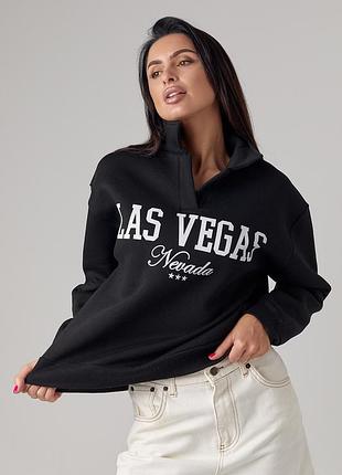 Жіночий утеплений світшот las vegas - чорний цвет, l (є розміри)