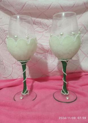 Весільні келихи хендмейд