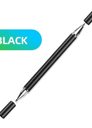 Універсальний ємнісний стілус - ручка 2 в 1 touch pen чорний для телефону сенсорного екрана