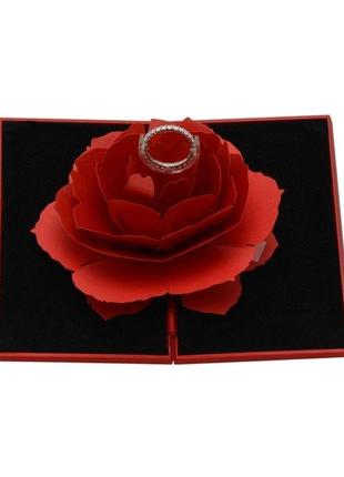 Футляр троянда 3д червона пропозиція руки та серця коробочка для кільця подарункова скринька упаковка