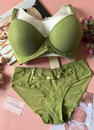 80/85/90/95/100d комплект жіночої білизни на чашку d хакі