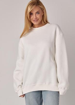 Жіночий теплий світшот на флісі - молочний цвет, m (є розміри)