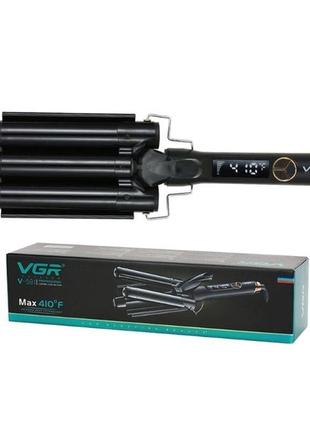 Потрійна плойка для волосся vgr v-591, щипці для завивки волосся