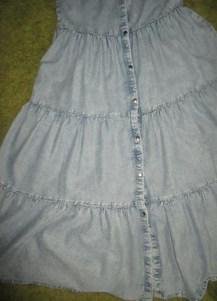 Длинный джинсовый сарафан-трапеция на кнопках,6-348 фото