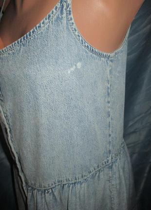 Длинный джинсовый сарафан-трапеция на кнопках,6-3410 фото
