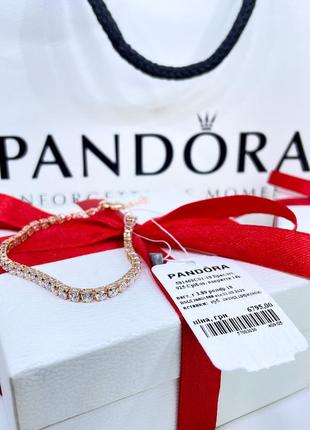 Серебряный браслет  пандора pandora 581469c01 теннисный тенниска серебро розовое золото ale met новое с биркой