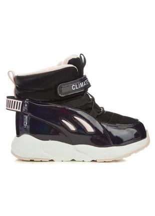 Дитячі черевики 67010 чорні текстиль штучна шкіра лак