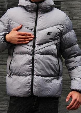 Мужской зимний пуховик nike storm fit серый до -20*с куртка найк шторм фит на зиму (b)