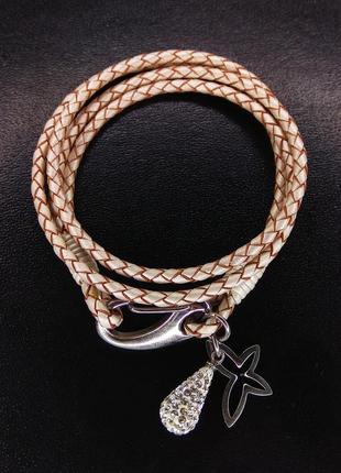 Жіночий шкіряний браслет що намотується на руку з підвісками unique steel1 фото