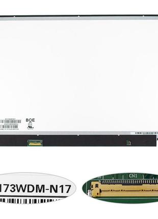 Матриця 17.3" nt173wdm-n17 (1600 * 900, 30pin (edp), led, slim (вертикальні вушка), глянець, роз'єм зліва внизу) для ноутбука