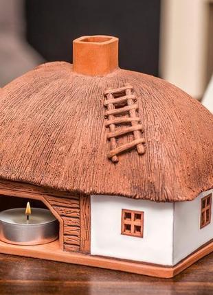 Керамический домик-подсвечник "дом под крышей". украинский сувенир