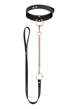 Ошейник с поводком rosy gold - collar with leash - black