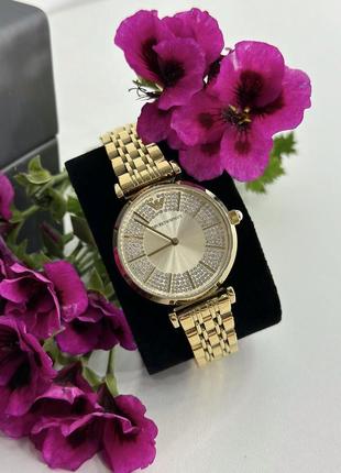 Женские часы армани emporio armani с камнями swarovski золото