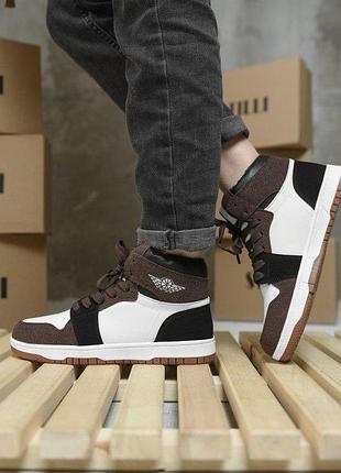 Зимние женские кроссовки air force beg/black mn 10-13r вт0572