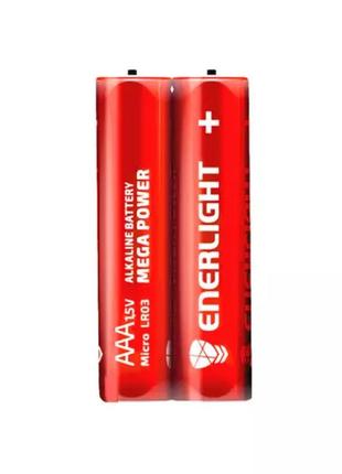 Лужна батарейка елемент живлення enerlight mega power aaa 1,5v lr03, 2шт alkaline battery