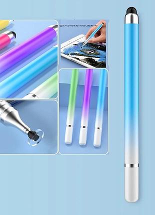 Універсальний ємнісний стілус 2 в 1 touch pen блакитний для планшета сенсорного екрану