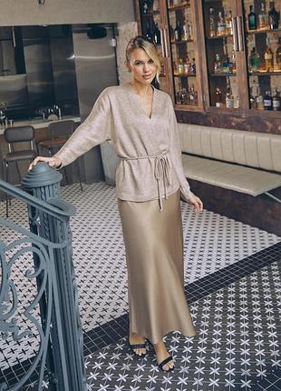 Жіноча спідниця годе з шовку армані 42-52 розміри різні кольори коричнева