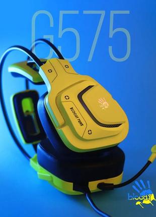 Гарнітура ігрова a4tech g575 bloody (punk yellow) 7.1 віртуальний звук rgb підсвічування usb